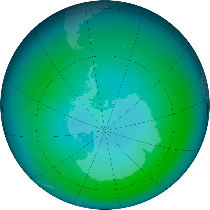 Antarctic ozone map for January 2006